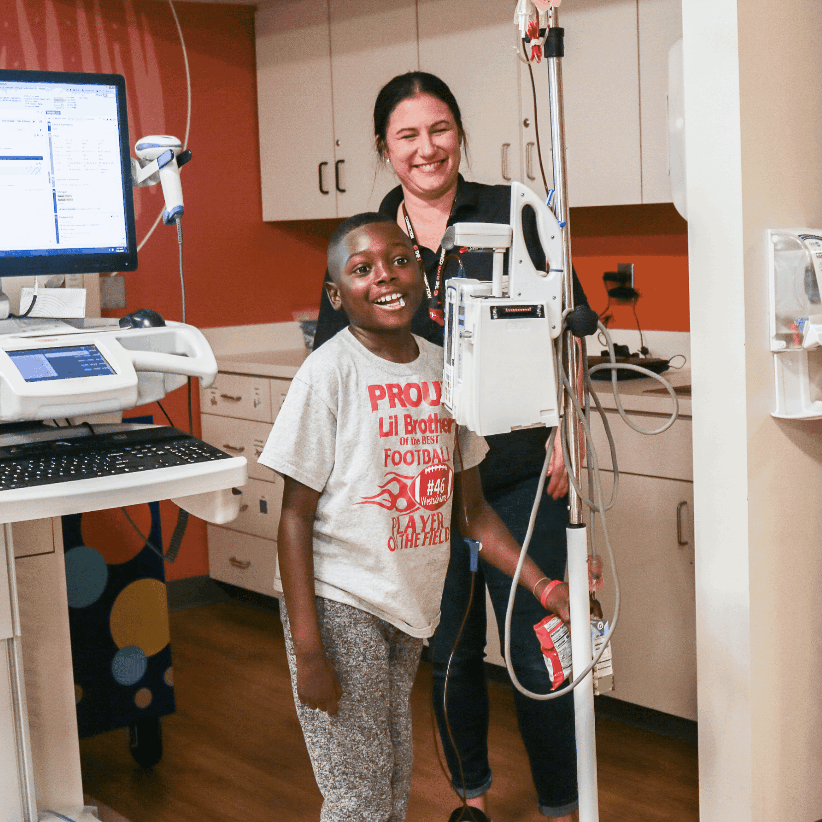 Sickle cell patient, Kmarkus Gambrell, getting a blood transfusion for Sickle Cell Anemia